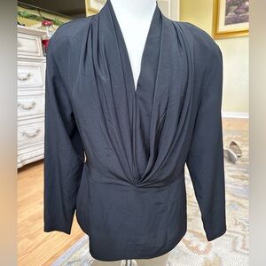 Vintage Sonya Ratay for SAN ANDRÉ Black Draped Blouse - Size 4